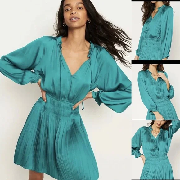 Anthropologie | Dresses | Anthropologie Current Air Pleated Flowy Ruched  Dress Cocktail Size Xl | Poshmark